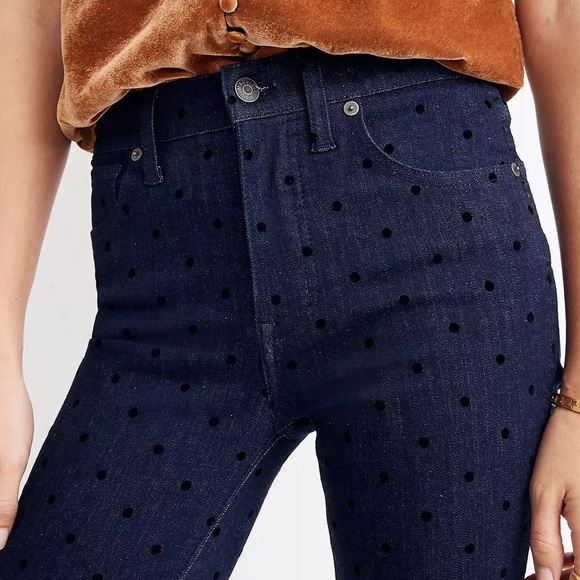 Madewell 9" Mid-Rise Skinny Jeans: Flocked Dots Edition - Picture 2 of 13